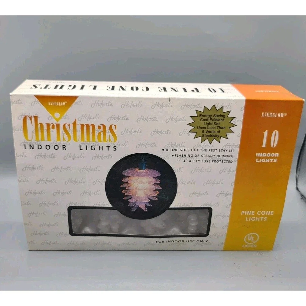Vintage Christmas Pinecone Light Set 10 Bulbs Frosted Snowlike Tested Working